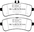 2021 Mercedes Benz C63 AMG - Rear Aramid Fiber Brake Pad Set, 4.0L 8Cyl, FMSI Pad No. D1907, Yellowstuff Street and Track