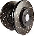 GD1775 Rear Brake Disc, Silver Grey Geomet, Dimpled and Slotted, 5 Lugs, GD Sport Slotted And Dimpled