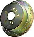 GD7230 Rear Brake Disc, Silver Grey Geomet, Dimpled and Slotted, 5 Lugs, 288.04 mm, GD Sport Slotted And Dimpled
