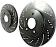 2006 Ford Mustang - Rear Brake Disc, Silver Grey Geomet, Dimpled and Slotted, 5 Lugs, 299.97 mm, For FMSI Pad No. D1082; Vented; 5 Bolt Holes; 300mm Dia.; 35mm Height; 19mm Thick; 70.6mm Center Hole Dia., 4.0L 6Cyl, GD Sport Slotted And Dimpled