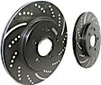2006 Ford Mustang - Rear Brake Disc, Silver Grey Geomet, Dimpled and Slotted, 5 Lugs, 299.97 mm, For FMSI Pad No. D1082; Vented; 5 Bolt Holes; 300mm Dia.; 35mm Height; 19mm Thick; 70.6mm Center Hole Dia., 4.0L 6Cyl, GD Sport Slotted And Dimpled