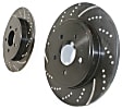 GD7282 Rear Brake Disc, Silver Grey Geomet, Dimpled and Slotted, 5 Lugs, 302.01 mm, GD Sport Slotted And Dimpled