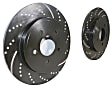 GD7282 Rear Brake Disc, Silver Grey Geomet, Dimpled and Slotted, 5 Lugs, 302.01 mm, GD Sport Slotted And Dimpled