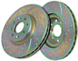 GD757 Rear Brake Disc, Silver Grey Geomet, Dimpled and Slotted, 5 Lugs, 280.92 mm, 2.0L, 4Cyl, GD Sport Slotted And Dimpled