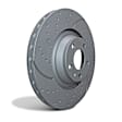 GD7590 Rear Brake Disc, Silver Grey Geomet, Dimpled and Slotted, 5 Lugs, 297.18 mm, GD Sport Slotted And Dimpled