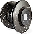GD7695 Rear Brake Disc, Silver Grey Geomet, Dimpled and Slotted, 5 Lugs, GD Sport Slotted And Dimpled