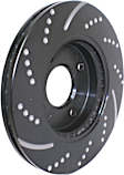 GD895 Front Brake Disc, Silver Grey Geomet, Dimpled and Slotted, 4 Lugs, 257.81 mm, GD Sport Slotted And Dimpled