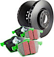 S11KF1329 Front Brake Disc and Pad Kit, Silver Grey Geomet, Plain Surface, 5 Lugs, Aramid Fiber, S11 Greenstuff 2000 Pad and RK Premium Rotors