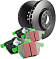 S11KF1381 Front Brake Disc and Pad Kit, Silver Grey Geomet, Plain Surface, 5 Lugs, Aramid Fiber, S11 Greenstuff 2000 Pad and RK Premium Rotors