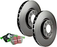 S11KR1398 Rear Brake Disc and Pad Kit, Silver Grey Geomet, Plain Surface, 4 Lugs, 279.91 mm, Aramid Fiber, S11 Greenstuff 2000 Pad and RK Premium Rotors