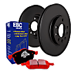 S12KF1442 Front Brake Disc and Pad Kit, Silver Grey Geomet, Plain Surface, 5 Lugs, Aramid Fiber Ceramic, S12 Redstuff Ceramic Pad and RK Premium Rotors