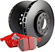 S12KR1498 Rear Brake Disc and Pad Kit, Silver Grey Geomet, Plain Surface, 5 Lugs, Aramid Fiber Ceramic, S12 Redstuff Ceramic Pad and RK Premium Rotors