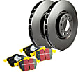 S13KF1174 Front Brake Disc and Pad Kit, Silver Grey Geomet, Plain Surface, 5 Lugs, Aramid Fiber, S13 Yellowstuff Sport Pad and RK Premium Rotors