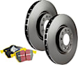 S13KF1968 Front Brake Disc and Pad Kit, Silver Grey Geomet, Plain Surface, 5 Lugs, 344.93 mm, Aramid Fiber, S13 Yellowstuff Sport Pad and RK Premium Rotors