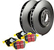 S13KR1161 Rear Brake Disc and Pad Kit, Silver Grey Geomet, Plain Surface, 4 Lugs, Aramid Fiber, S13 Yellowstuff Sport Pad and RK Premium Rotors