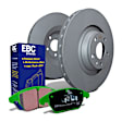 S14KF1366 Front Brake Disc and Pad Kit, Silver Grey Geomet, Plain Surface, 6 Lugs, Aramid Fiber, S14 Greenstuff 6000 Sport Pad and RK Premium Rotors