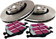 S1KF1192 Front Brake Disc and Pad Kit, Silver Grey Geomet, Plain Surface, 4 Lugs, 256.54 mm, Aramid Fiber, S1 Ultimax2 Pad and RK Premium Rotors