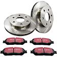 S1KF1459 Front Brake Disc and Pad Kit, Silver Grey Geomet, Plain Surface, 5 Lugs, 297.18 mm, Aramid Fiber, S1 Ultimax2 Pad and RK Premium Rotors