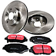 S1KF1468 Front Brake Disc and Pad Kit, Silver Grey Geomet, Plain Surface, 5 Lugs, 281.94 mm, Aramid Fiber, S1 Ultimax2 Pad and RK Premium Rotors