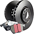 S1KF1933 Front Brake Disc and Pad Kit, Silver Grey Geomet, Plain Surface, 5 Lugs, Aramid Fiber, S1 Ultimax2 Pad and RK Premium Directional Rotors