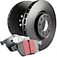 S1KF1955 Front Brake Disc and Pad Kit, Silver Grey Geomet, Plain Surface, 5 Lugs, Aramid Fiber, S1 Ultimax2 Pad and RK Premium Directional Rotors