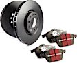 S1KR1343 Rear Brake Disc and Pad Kit, Silver Grey Geomet, Plain Surface, 5 Lugs, Aramid Fiber, S1 Ultimax2 Pad and RK Premium Rotors