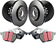 1994 Volvo 940 - Front and Rear Brake Disc and Pad Kit, Plain Surface, 5 Lugs, Aramid Fiber, Fmsi Pad No. D92/D51, Bendix Front Caliper, Standard Suspension, 2.3L 4Cyl, S20 Ultimax2 Pad and RK Premium Rotors