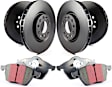 S20K1450 Front and Rear Brake Disc and Pad Kit, Silver Grey Geomet, Plain Surface, 5 Lugs, Aramid Fiber, S20 Ultimax2 Pad and RK Premium Rotors