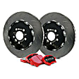 S25KF1014 Front Brake Disc and Pad Kit, Silver Grey Geomet, Slotted, 5 Lugs, Aramid Fiber Ceramic, S25 Redstuff Pad and 2-Piece Full-Floating Slotted Rotors