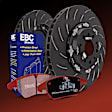 S25KF1030 Front Brake Disc and Pad Kit, Thermic Black and Nitrotherm Coated, Slotted, 5 Lugs, Aramid Fiber Ceramic, S25 Redstuff Pad and 2-Piece Full-Floating Slotted Rotors