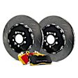 S26KF1017 Front Brake Disc and Pad Kit, Silver Grey Geomet, Slotted, 5 Lugs, Aramid Fiber, S26 Yellowstuff Pad and 2-Piece Full-Floating Slotted Rotors