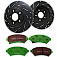 S2KF1020 Front Brake Disc and Pad Kit, Silver Grey Geomet, Slotted, 5 Lugs, 302.77 mm, Aramid Fiber, S2 Greenstuff 2000 and USR Sport Slotted Rotors