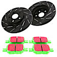 S2KF1092 Front Brake Disc and Pad Kit, Silver Grey Geomet, Slotted, 5 Lugs, 274.83 mm, Aramid Fiber, S2 Greenstuff 2000 and USR Sport Slotted Rotors