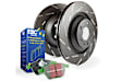 S2KF1177 Front Brake Disc and Pad Kit, Silver Grey Geomet, Slotted, 5 Lugs, 279.91 mm, Aramid Fiber, S2 Greenstuff 2000 and USR Sport Slotted Rotors