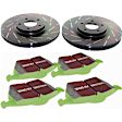S2KF1201 Front Brake Disc and Pad Kit, Silver Grey Geomet, Slotted, 5 Lugs, 281.94 mm, Aramid Fiber, S2 Greenstuff 2000 and USR Sport Slotted Rotors