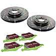 S2KF1204 Front Brake Disc and Pad Kit, Slotted 5 Lugs 295.91 mm Aramid Fiber S2 Greenstuff 2000 and USR Sport Slotted Rotors