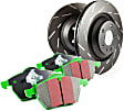 S2KF1395 Front Brake Disc and Pad Kit, Slotted 5 Lugs Aramid Fiber S2 Greenstuff 2000 and USR Sport Slotted Rotors