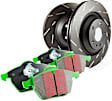 S2KF1401 Front Brake Disc and Pad Kit, Slotted 5 Lugs Aramid Fiber S2 Greenstuff 2000 and USR Sport Slotted Rotors