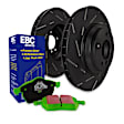 S2KF1458 Front Brake Disc and Pad Kit, Silver Grey Geomet, Slotted, 5 Lugs, Aramid Fiber, S2 Greenstuff 2000 and USR Sport Slotted Rotors
