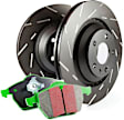 S2KF1507 Front Brake Disc and Pad Kit, Silver Grey Geomet, Slotted, 5 Lugs, Aramid Fiber, S2 Greenstuff 2000 and USR Sport Slotted Rotors