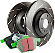 S2KF1537 Front Brake Disc and Pad Kit, Slotted 5 Lugs Aramid Fiber S2 Greenstuff 2000 and USR Sport Slotted Rotors