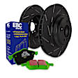 S2KF1609 Front Brake Disc and Pad Kit, Silver Grey Geomet, Slotted, 5 Lugs, 329.95 mm, Aramid Fiber, S2 Greenstuff 2000 and USR Sport Slotted Rotors