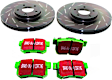 S2KR1245 Rear Brake Disc and Pad Kit, Silver Grey Geomet, Slotted, 5 Lugs, 281.69 mm, Aramid Fiber, S2 Greenstuff 2000 and USR Sport Slotted Rotors