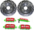 S2KR1581 Rear Brake Disc and Pad Kit, Silver Grey Geomet, Slotted, 5 Lugs, 291.59 mm, Aramid Fiber, S2 Greenstuff 2000 and USR Sport Slotted Rotors