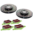 S2KR1591 Rear Brake Disc and Pad Kit, Silver Grey Geomet, Slotted, 5 Lugs, 307.59 mm, Aramid Fiber, S2 Greenstuff 2000 and USR Sport Slotted Rotors