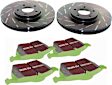 S2KR1890 Rear Brake Disc and Pad Kit, Silver Grey Geomet, Slotted, 5 Lugs, 307.59 mm, Aramid Fiber, S2 Greenstuff 2000 and USR Sport Slotted Rotors