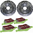S2KR2060 Rear Brake Disc and Pad Kit, Silver Grey Geomet, Slotted, 5 Lugs, 260.1 mm, Aramid Fiber, S2 Greenstuff 2000 and USR Sport Slotted Rotors