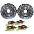 S2KR2097 Rear Brake Disc and Pad Kit, Slotted 5 Lugs 245.11 mm Aramid Fiber S2 Greenstuff 2000 and USR Sport Slotted Rotors