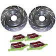 S2KR2171 Rear Brake Disc and Pad Kit, Silver Grey Geomet, Slotted, 5 Lugs, 281.94 mm, Aramid Fiber, S2 Greenstuff 2000 and USR Sport Slotted Rotors