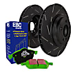 S2KR2424 Rear Brake Disc and Pad Kit, Silver Grey Geomet, Slotted, 5 Lugs, 334.01 mm, Aramid Fiber, S2 Greenstuff 6000 and USR Sport Slotted Rotors